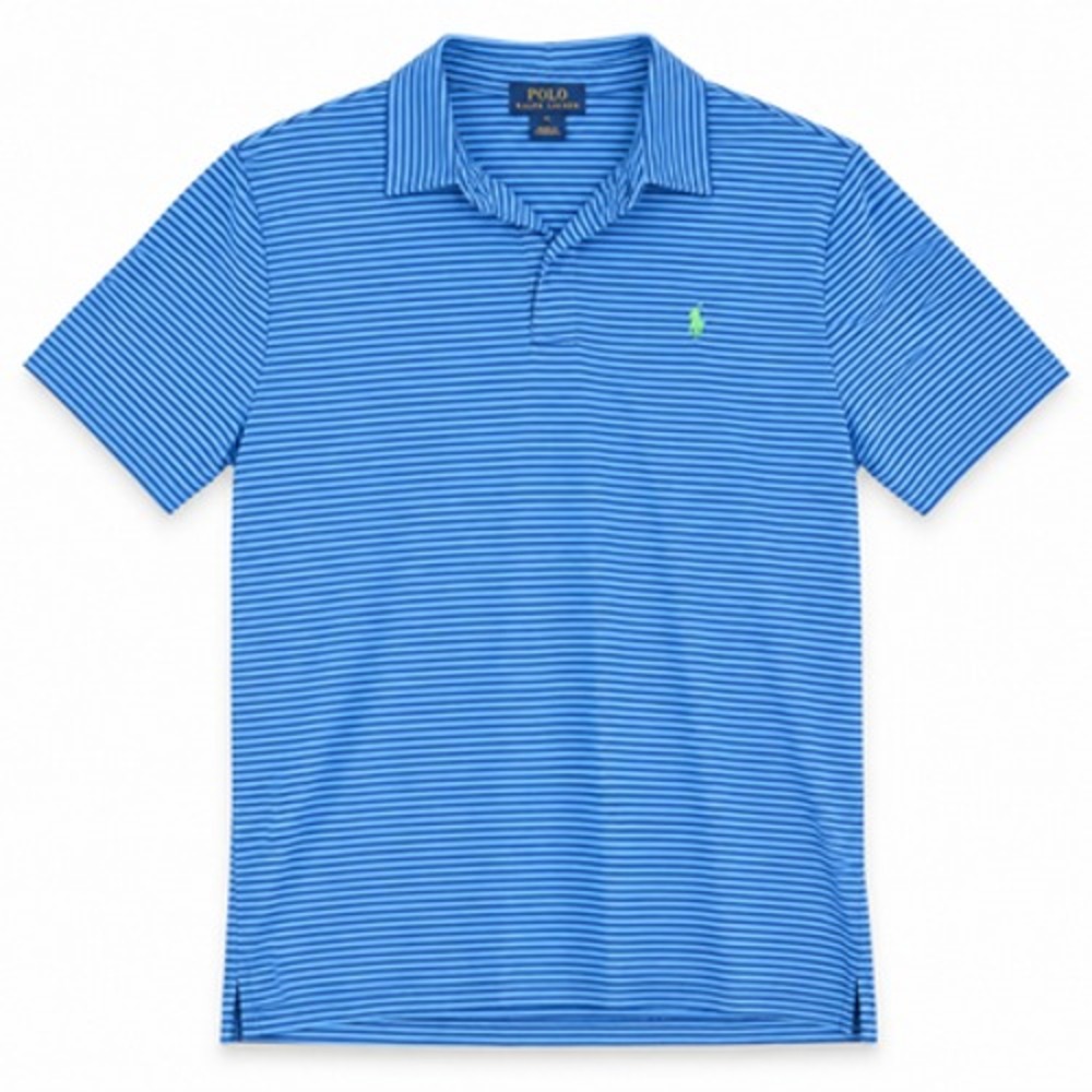 Polo Ralph Lauren Polo Shirt Boys XL 18–20 Blue Stripe Stretch Green Pony